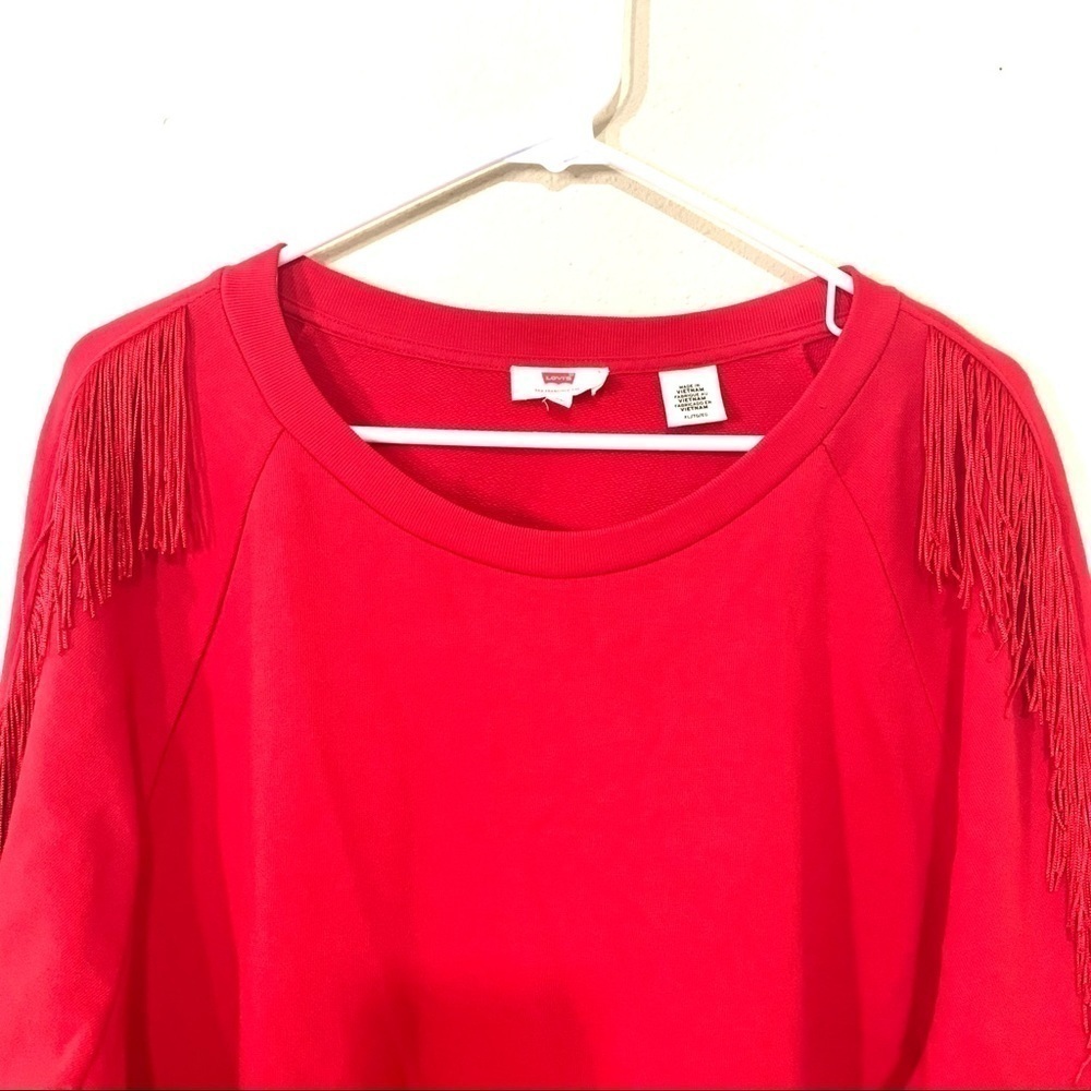 Levi's® Reese Frayed Sweatshirt red women’s size XL - Picture 6 of 9
